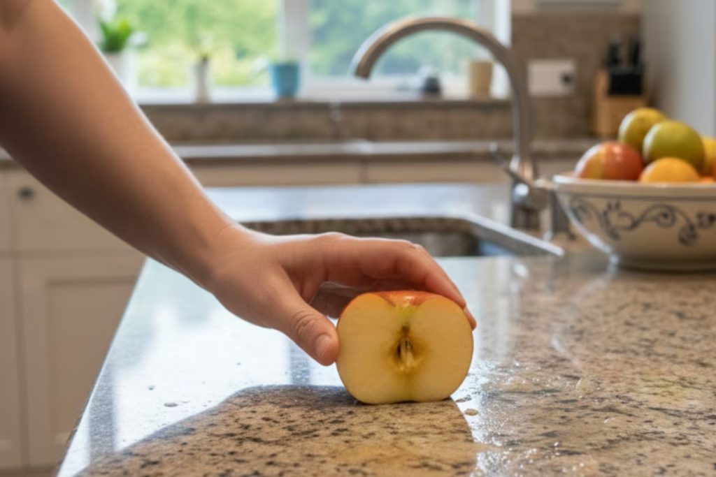 Esfregar uma maçã na bancada da cozinha: para que serve e por que é recomendado