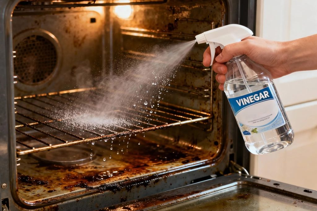 Pulverizar vinagre no interior do forno desligado: para que serve e quando fazê-lo